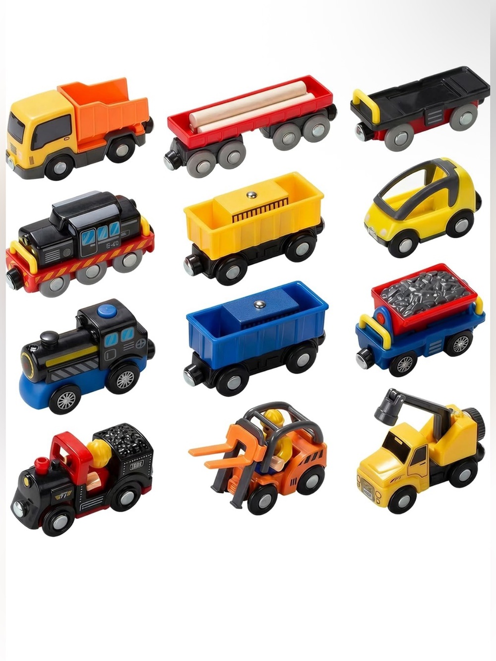 Giant Bean NWT 12 Construction Vehicles Set for Train Tracks